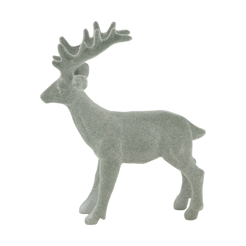 Rentierfigur aus Polyresin, 15 x 4 x 18 cm, Grau