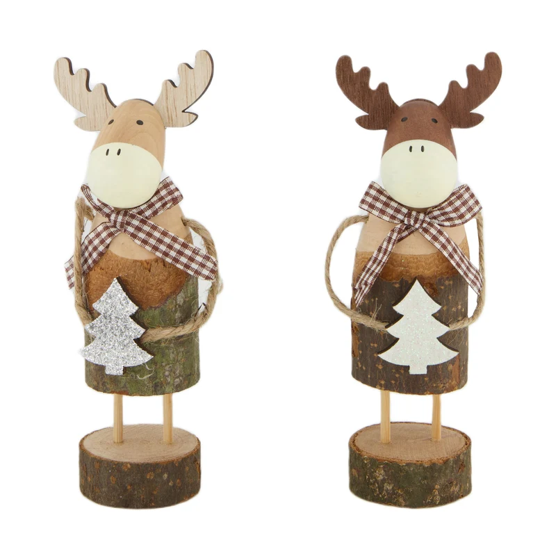 Figur Reh Holz 6,7x5x18cm Braun/Natur gemischt