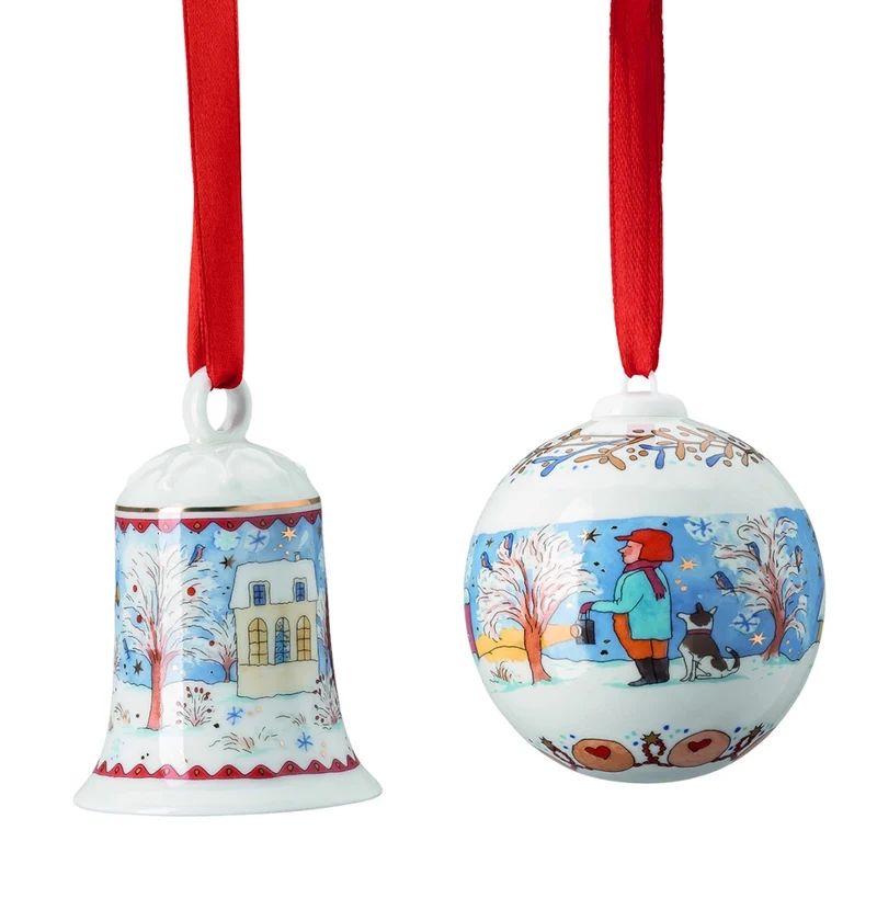 Hutschenreuther Sammelserie 2022 Set Glocke/Kugel Weihnachtsa.