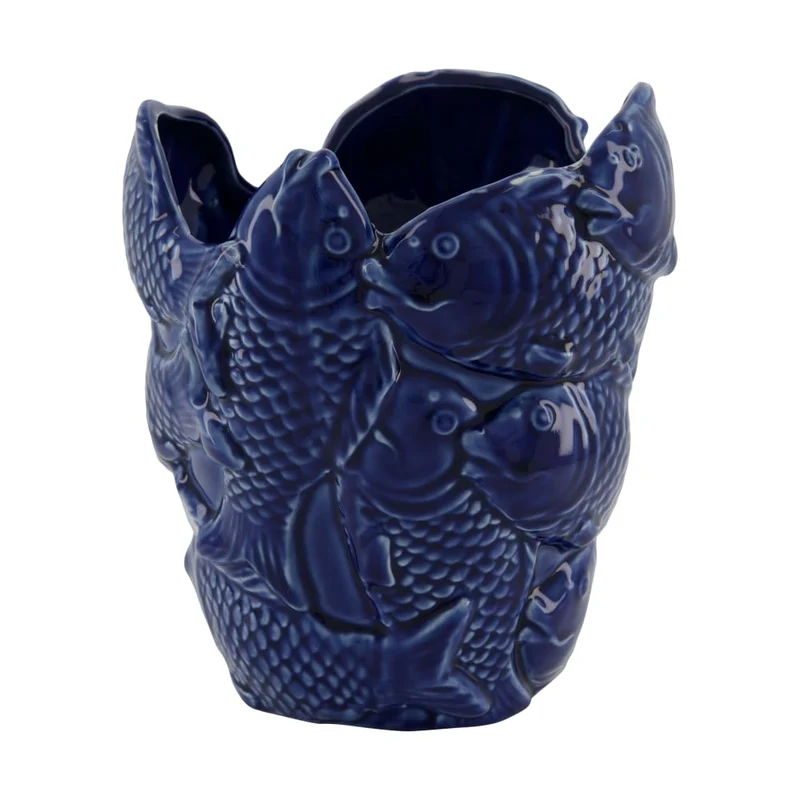 Blumentopf Fisch Porzellan 19x18,5x22,2cm Blau