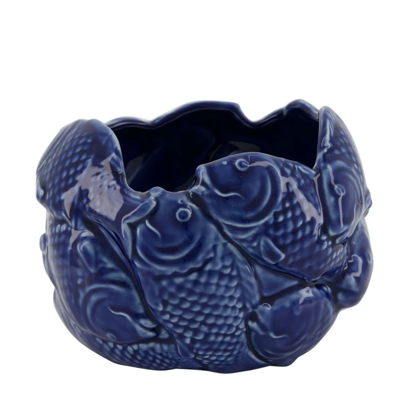 Blumentopf Fisch Porzellan 17,5x17,3x12,3cm Blau