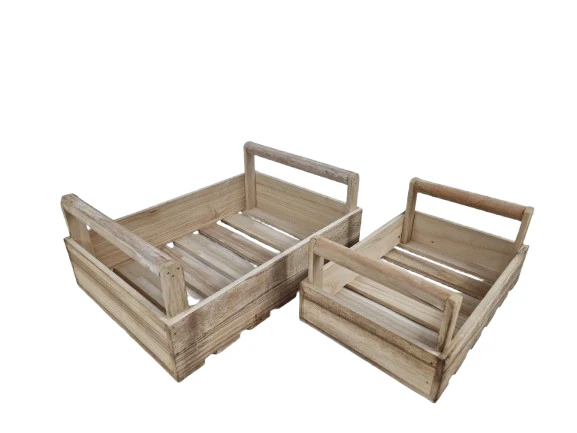 Set/2 Kisten/Tabletts 35x25x14cm Holz Natur-Wash
