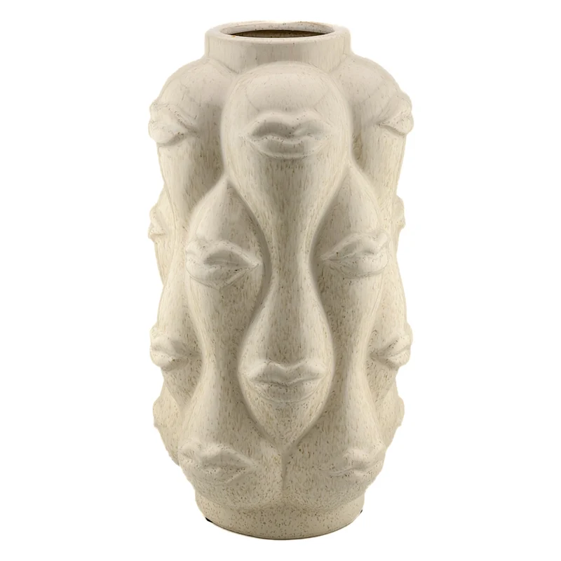 Keramikvase Lippenform beige 16,5x16,5x30cm