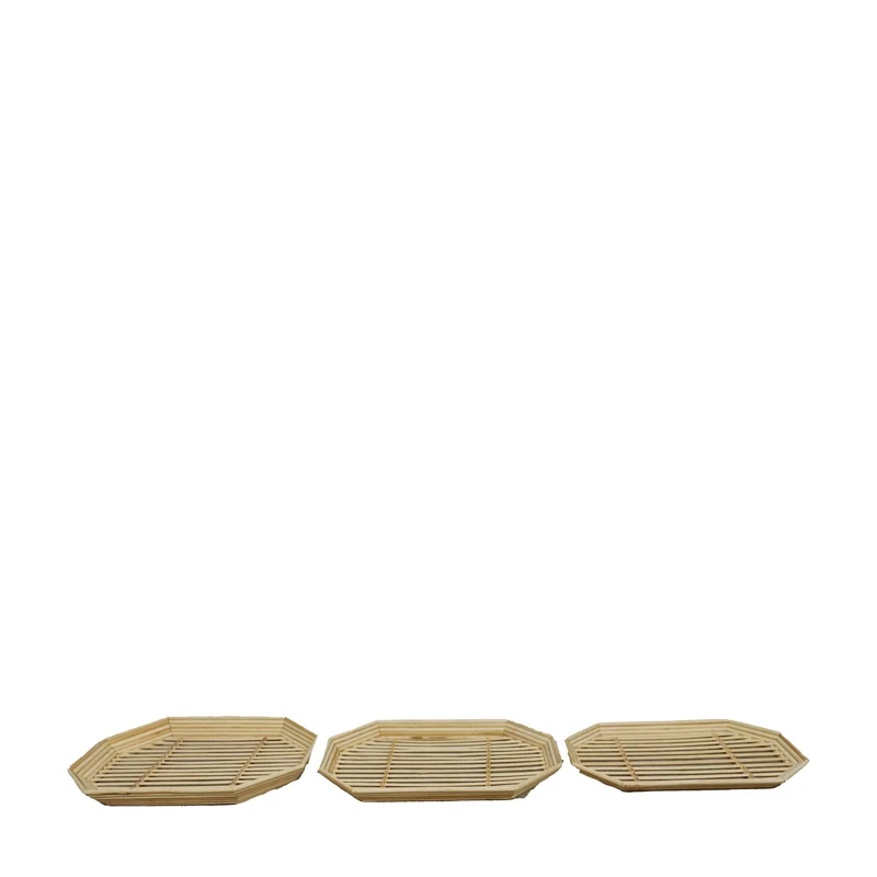 S/3 Tablett Bambus 53x38x5cm Natur