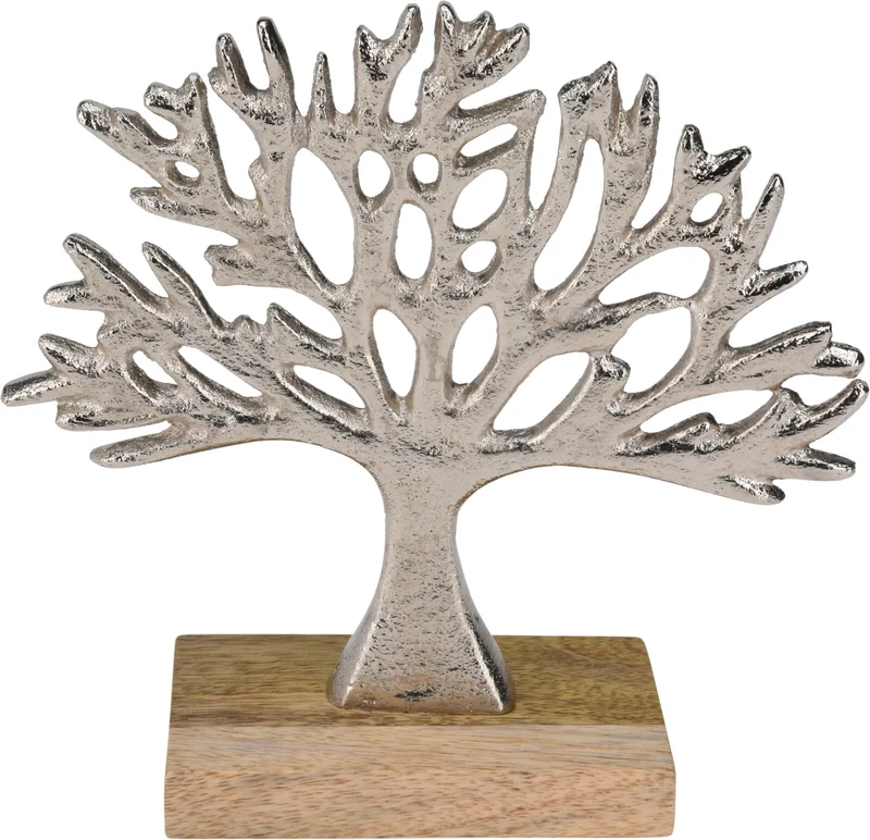 LEBENSBAUM NICKEL 16CM ALUMINIUM+MANGOHOLZ