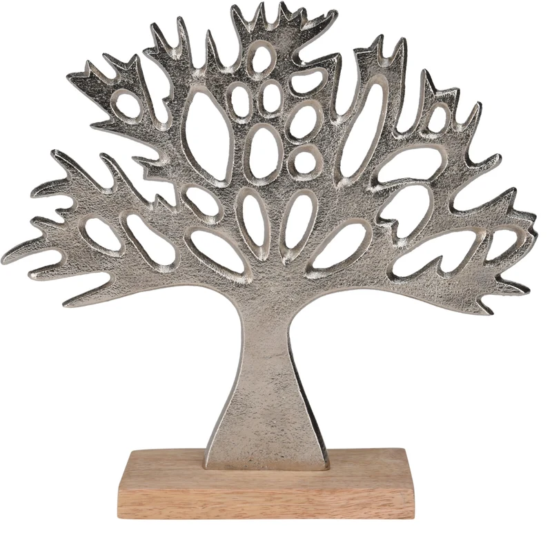 LEBENSBAUM NICKEL 27x25x6CM ALUMINIUM+MANGOHOLZ