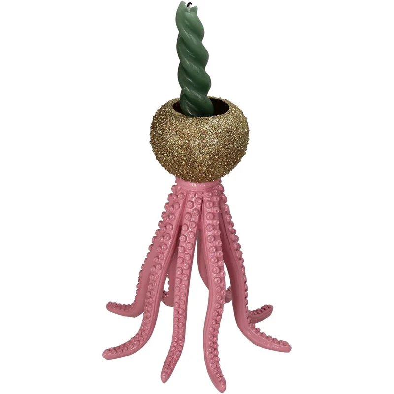 Kerzenhalter Tintenfisch Polyresin Rosa 16x16x20cm