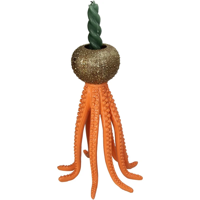 Kerzenhalter Oktopus Polyresin Orange 17,5x17,5x27,5cm