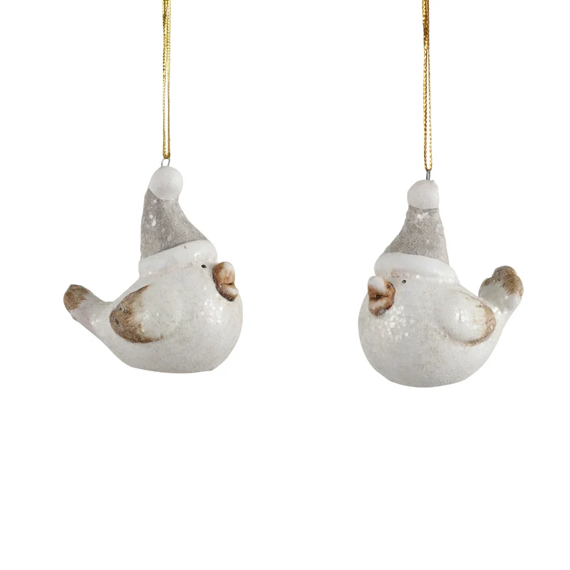 Ornament Vogel Keramik weiß 2 sortiert - l4,5xb3xh6,5cm