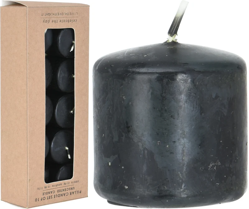 KERZEN 3CM 10 STÜCK SCHWARZ