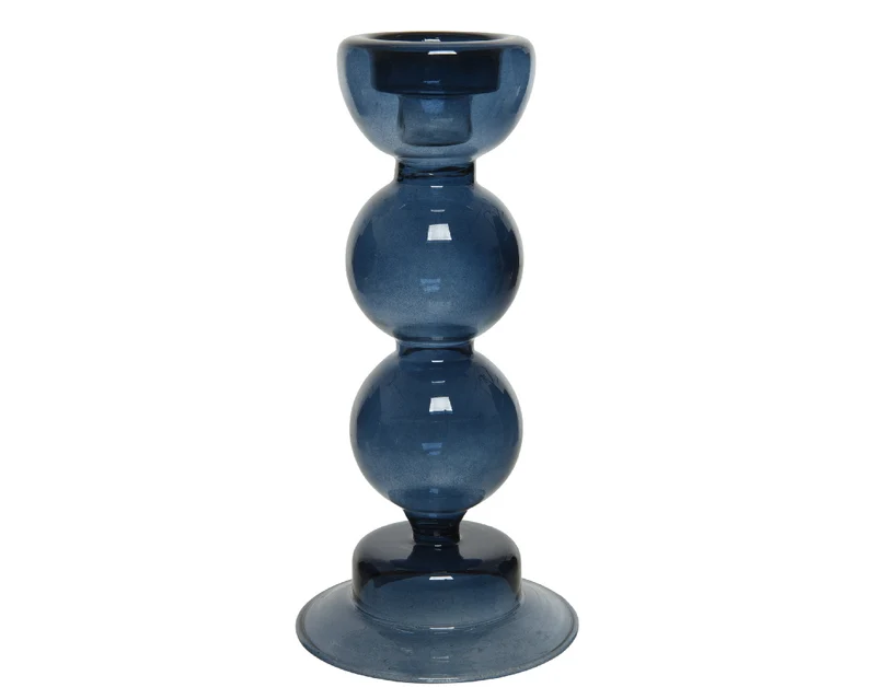 Kerzenständer Glaskugeln glänzend - Ø8-H18cm - blau