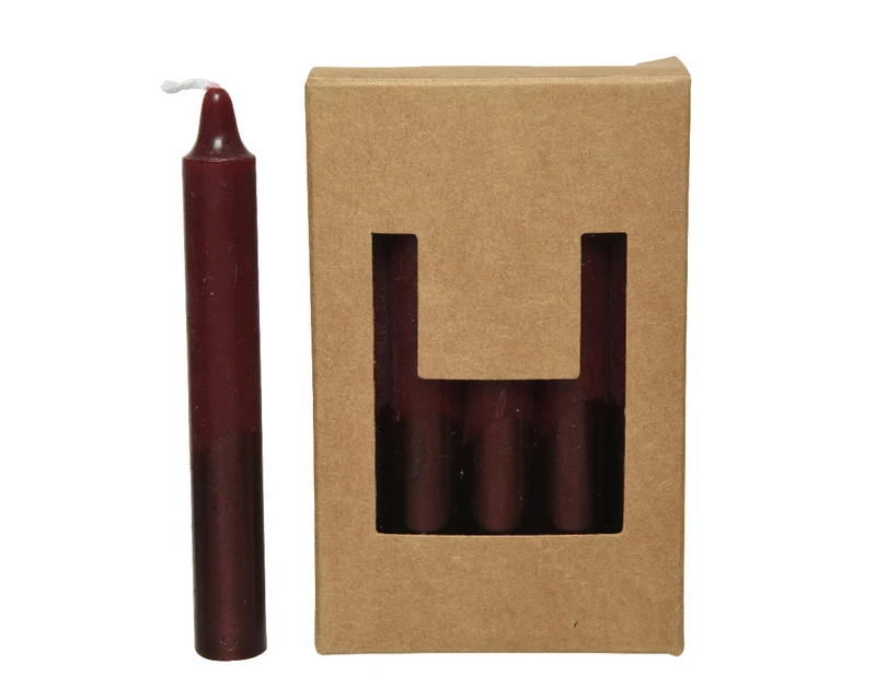 Geschenkpackung a 10 Kerzen in Wachs getaucht metallic - Durchmesser 1,3-H10,5cm - Mahagoni
