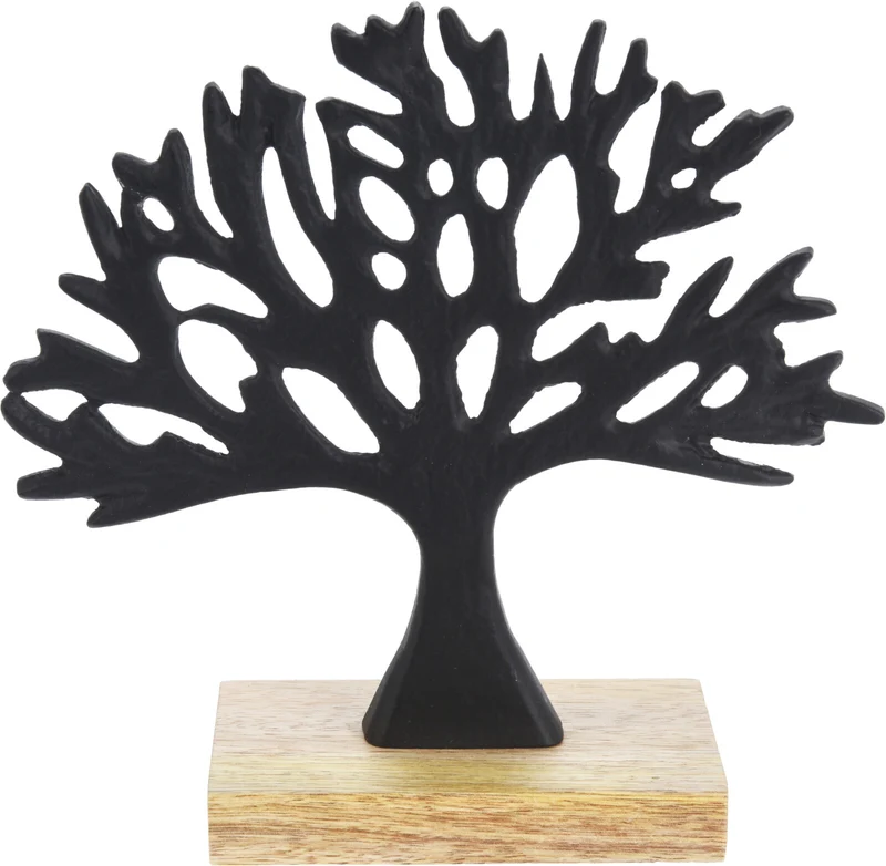 LEBENSBAUM SCHWARZ 16CM ALUMINIUM+MANGOHOLZ