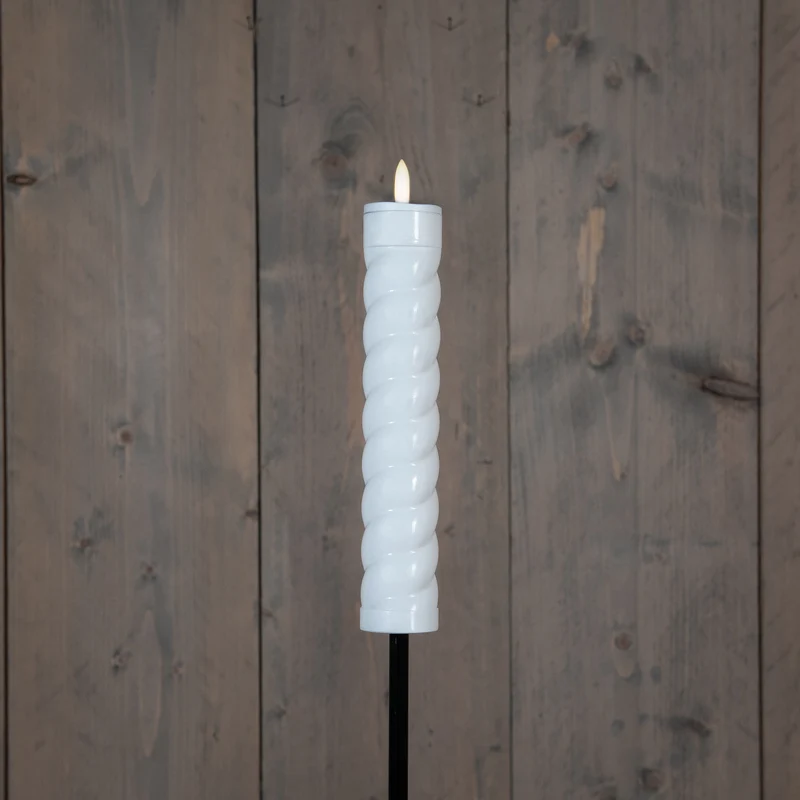 SOLAR SWIRL FACKEL WEISS 3D DOCHT 21X4CM AUF 76CM STAB