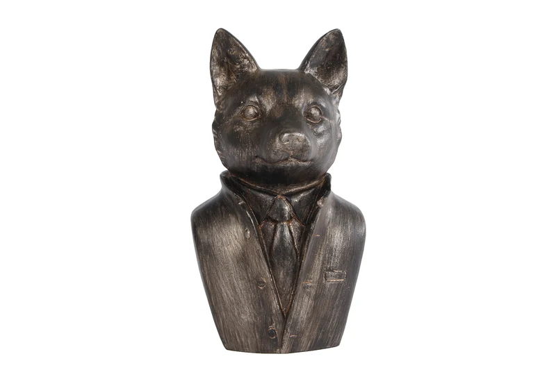 Skulptur "Fuchs" antik grau polystone 12x10x21cm