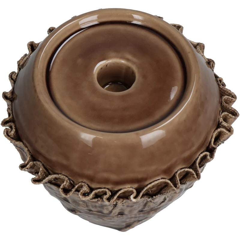 Kerzenständer Rinde Feines Steingut Braun 14.5x14.5x12.5cm