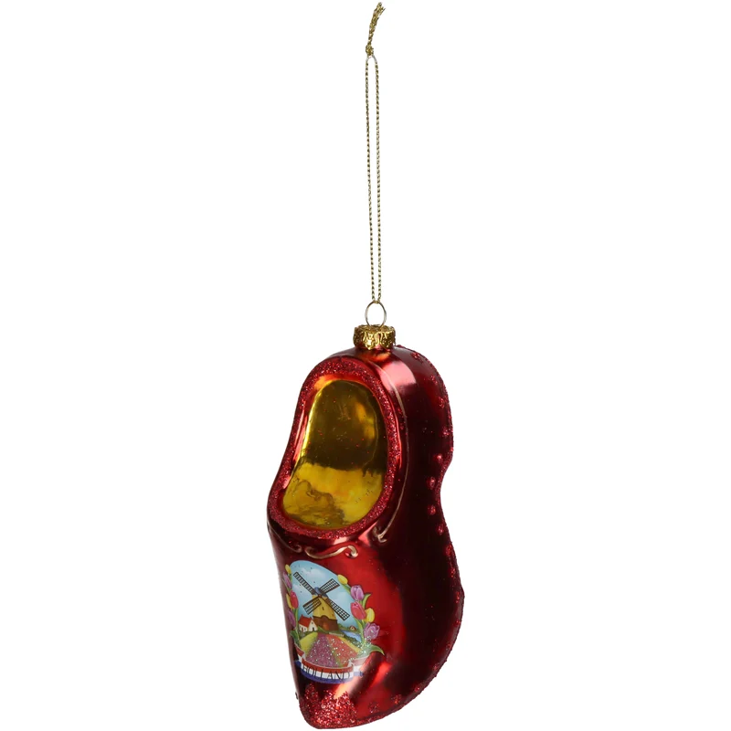 Ornament Holzschuh Glas Rot 12.7cm