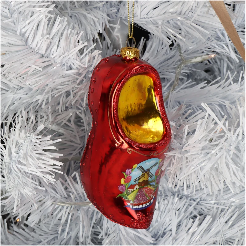 Ornament Holzschuh Glas Rot 12.7cm