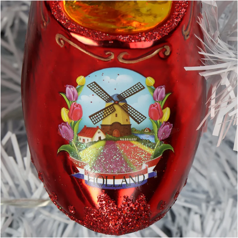 Ornament Holzschuh Glas Rot 12.7cm