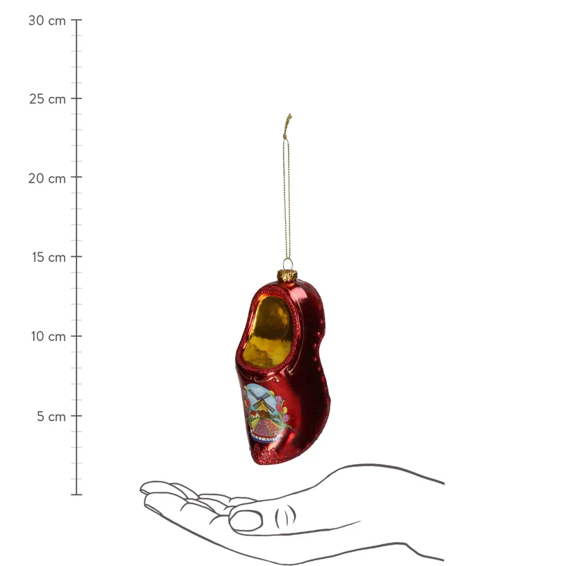 Ornament Holzschuh Glas Rot 12.7cm