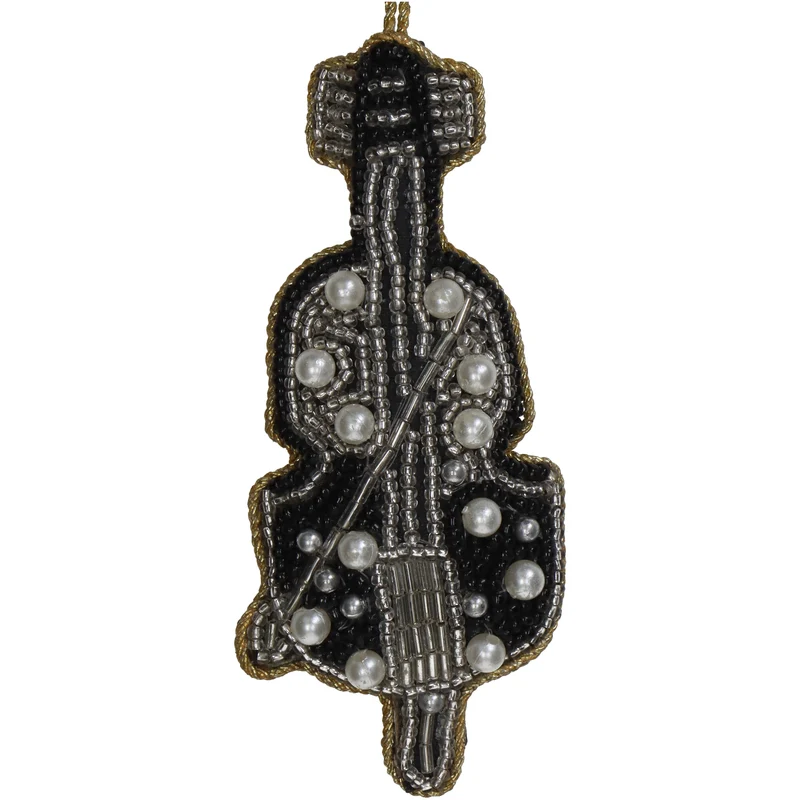 Ornament Violine Perlen Schwarz 11.5cm