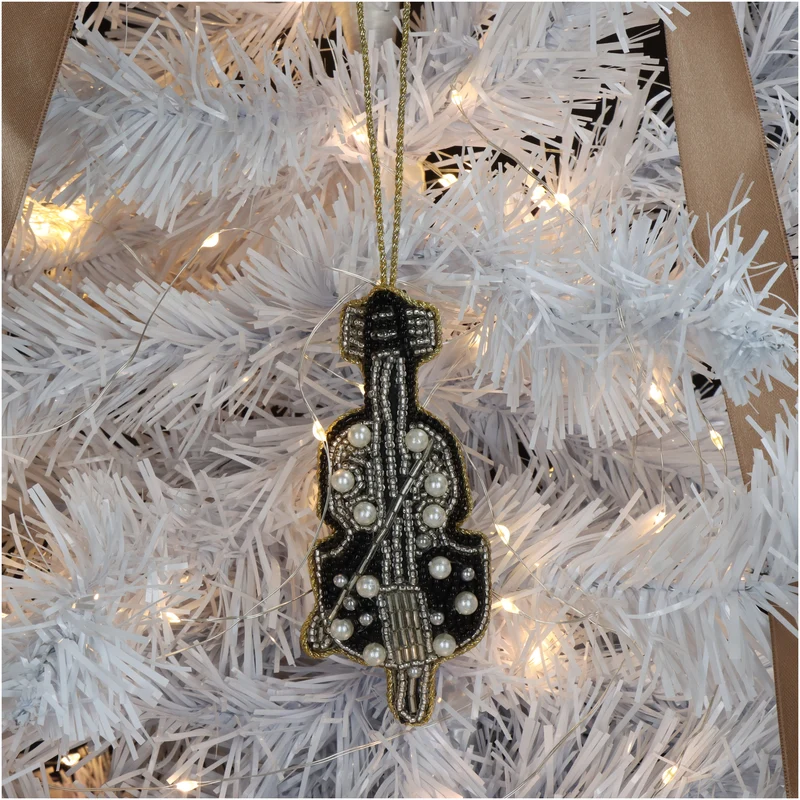 Ornament Violine Perlen Schwarz 11.5cm