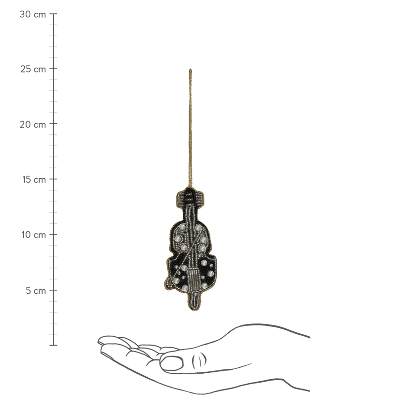 Ornament Violine Perlen Schwarz 11.5cm