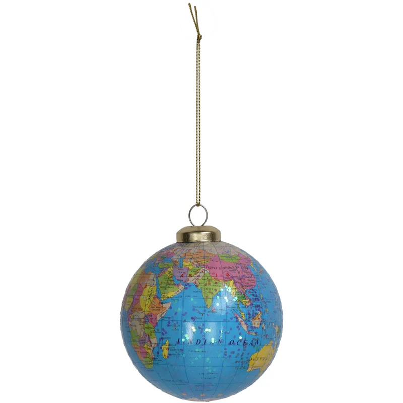 Ornament Globus Plastik Blau 8cm