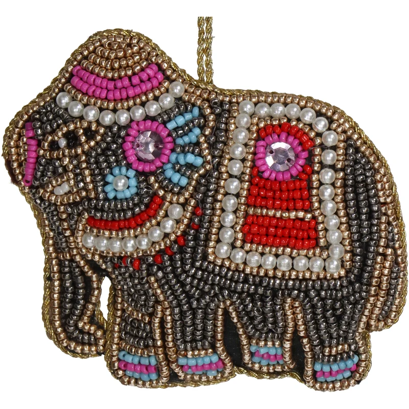 Ornament Elefant Perlen Multi 10cm