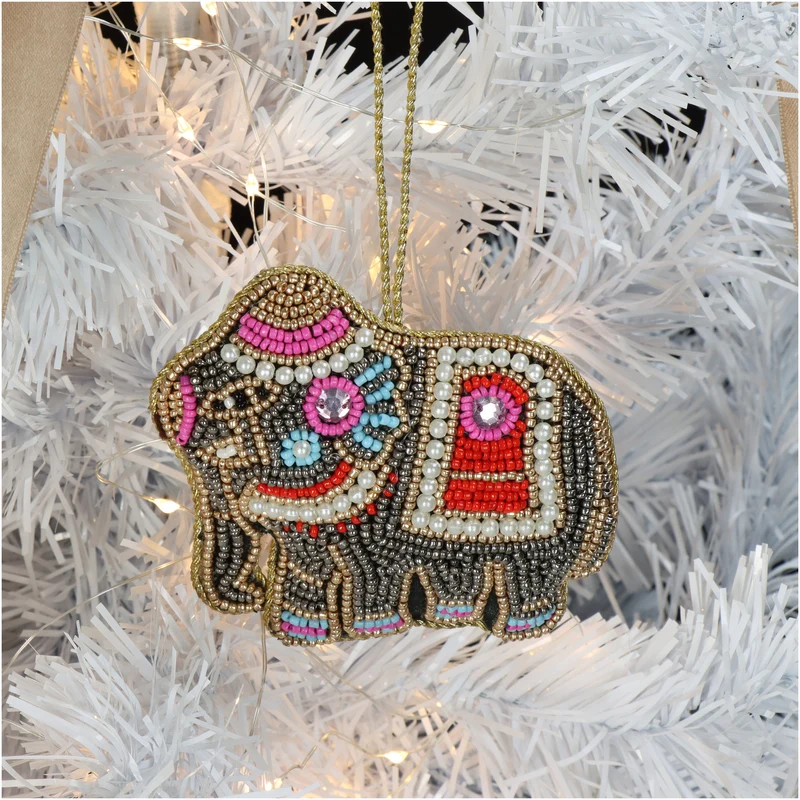 Ornament Elefant Perlen Multi 10cm