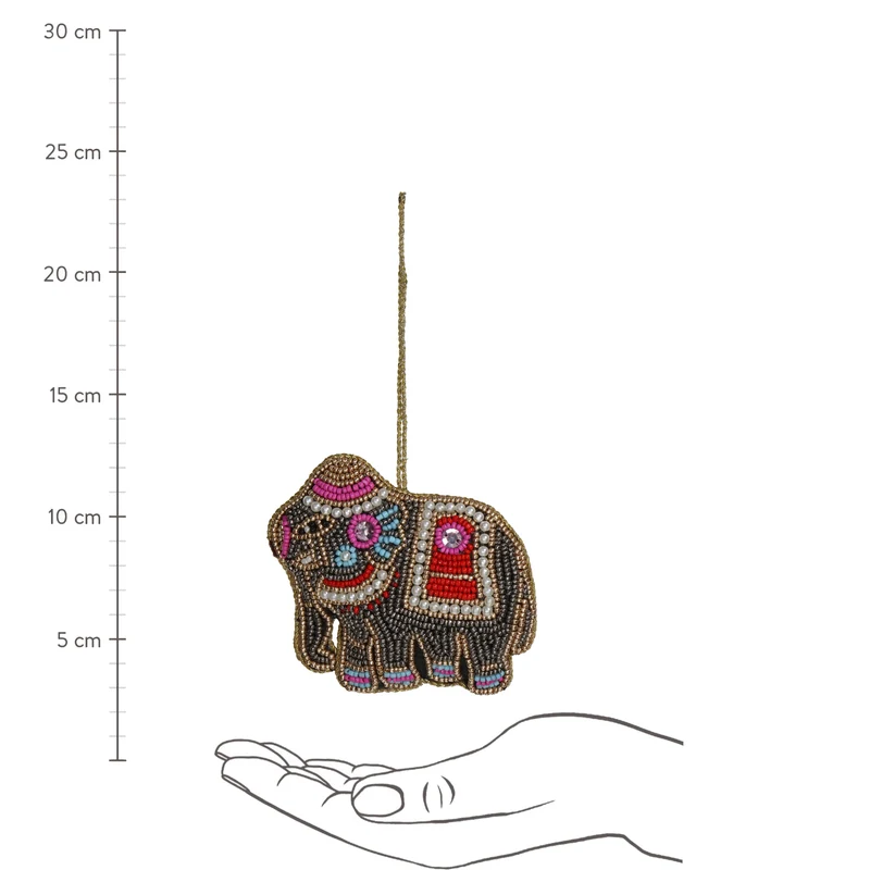 Ornament Elefant Perlen Multi 10cm
