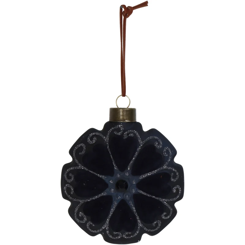 Ornamentscheibe Blume Samt Schwarz 10cm
