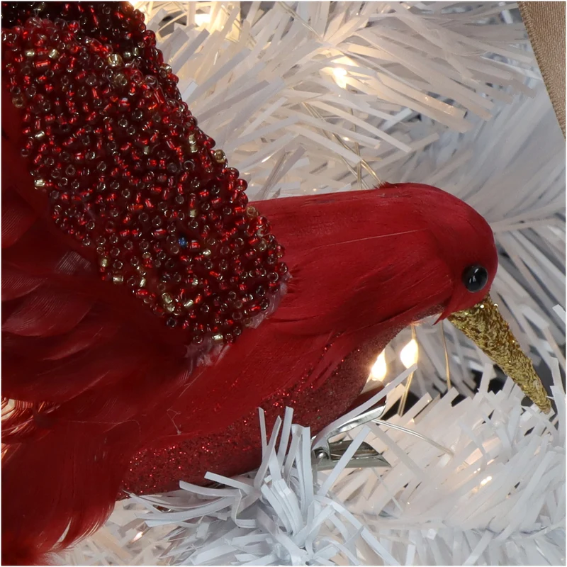 Ornament Vogel Feder Rot 17cm