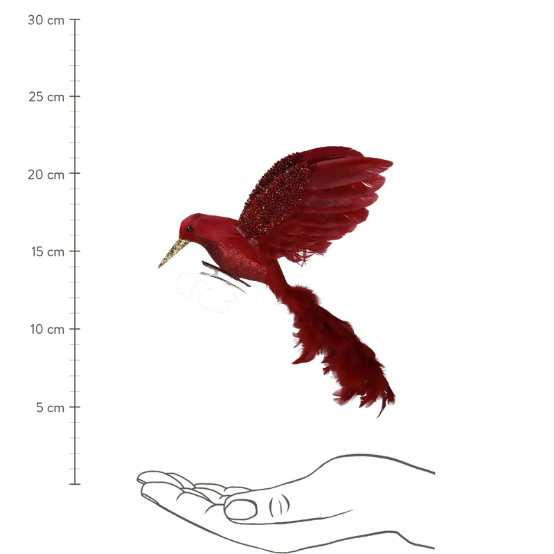 Ornament Vogel Feder Rot 17cm