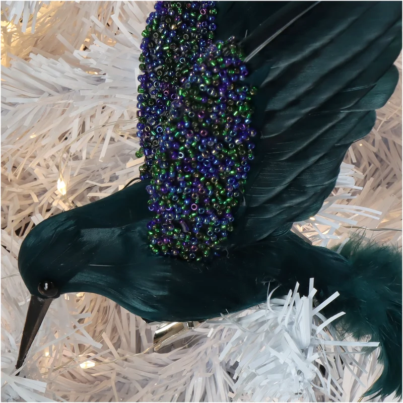 Ornament Vogel Feder Grün 17cm