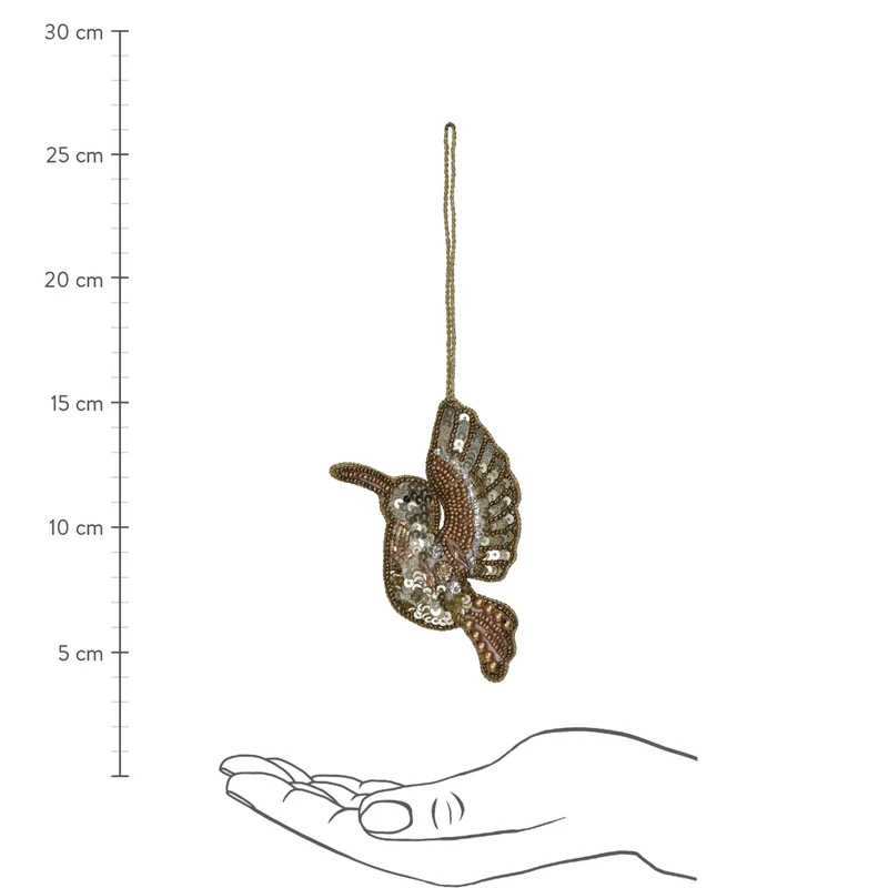 Ornament Vogel Perlen Gold 11.5cm