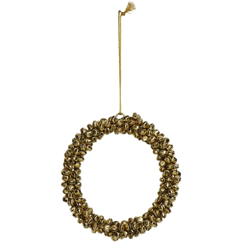 Ornament Glocken Kranz Metall Gold 12cm