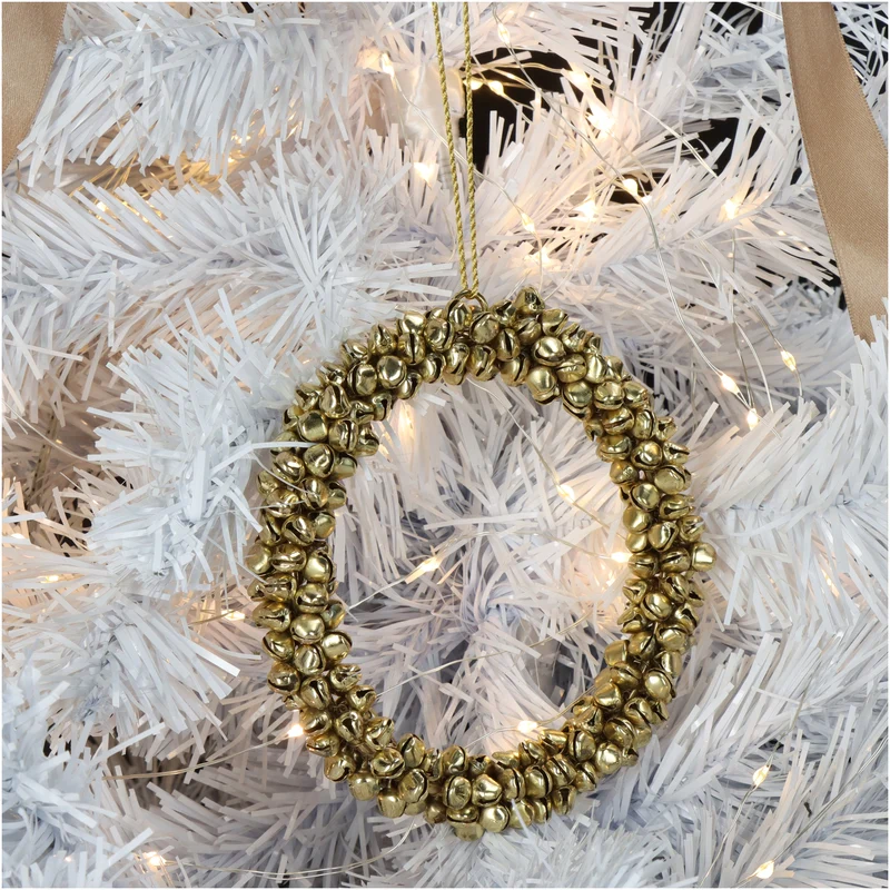 Ornament Glocken Kranz Metall Gold 12cm