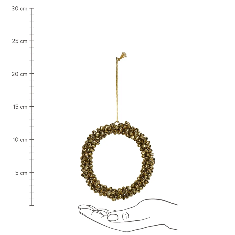 Ornament Glocken Kranz Metall Gold 12cm