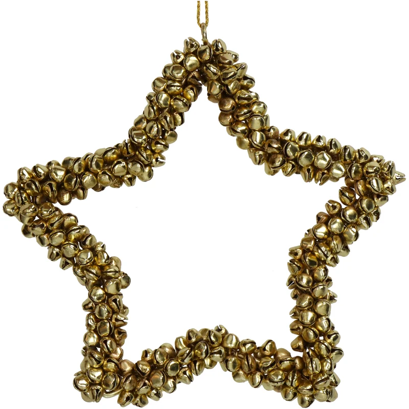 Ornament Glocken Stern Metall Gold 16cm