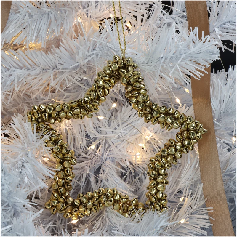 Ornament Glocken Stern Metall Gold 16cm