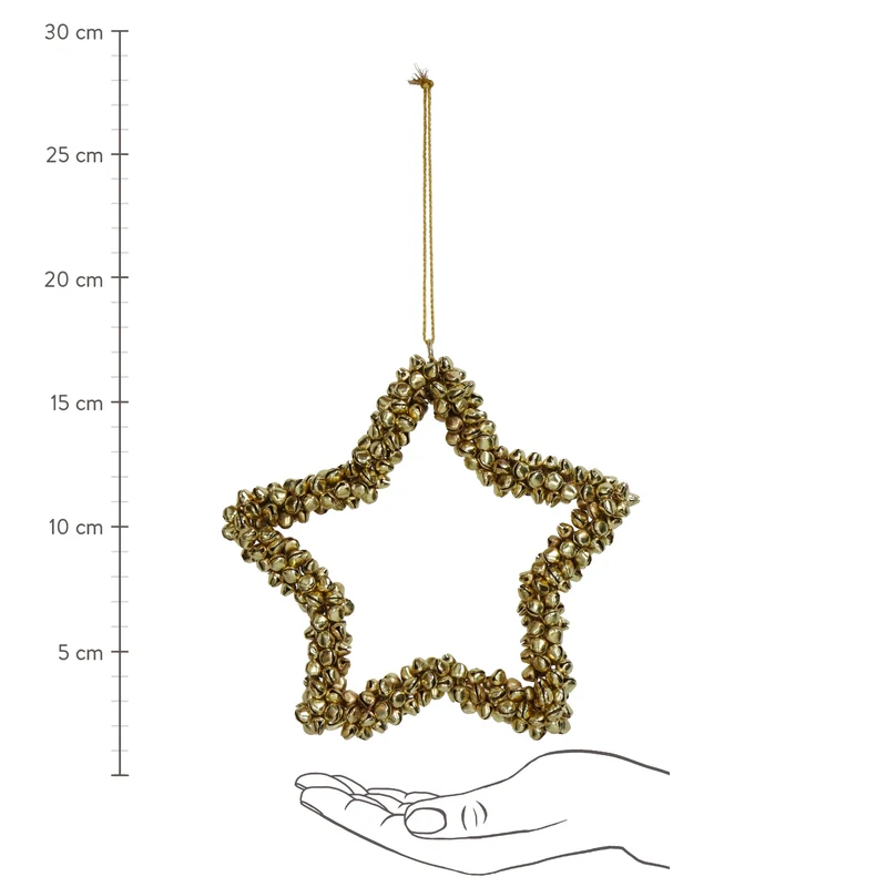 Ornament Glocken Stern Metall Gold 16cm