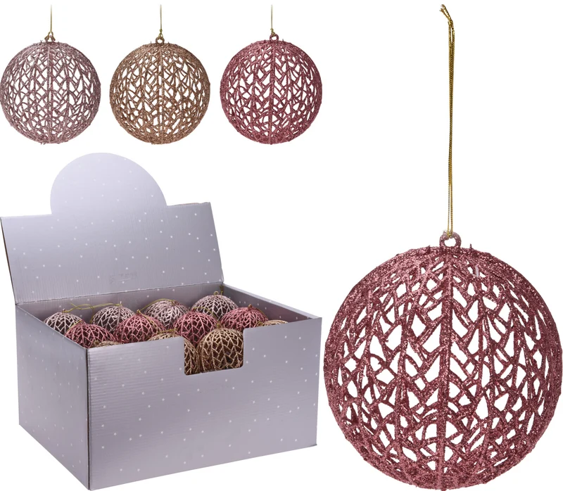 KUGEL 9CM 3 SORTIERT ELEGANZ MIX GLITTER