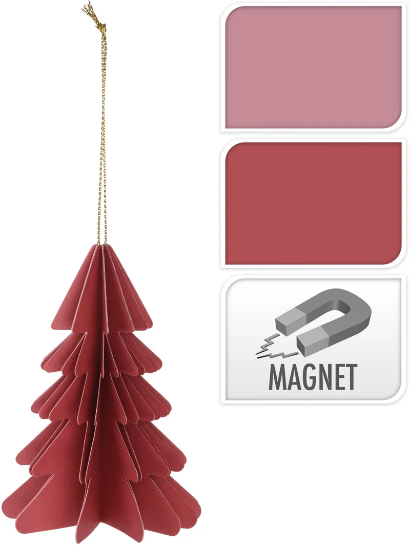 WEIHNACHTSBAUM PAPIER HÄNGEDEKO 10CM ROT/ROSA SORTIERT