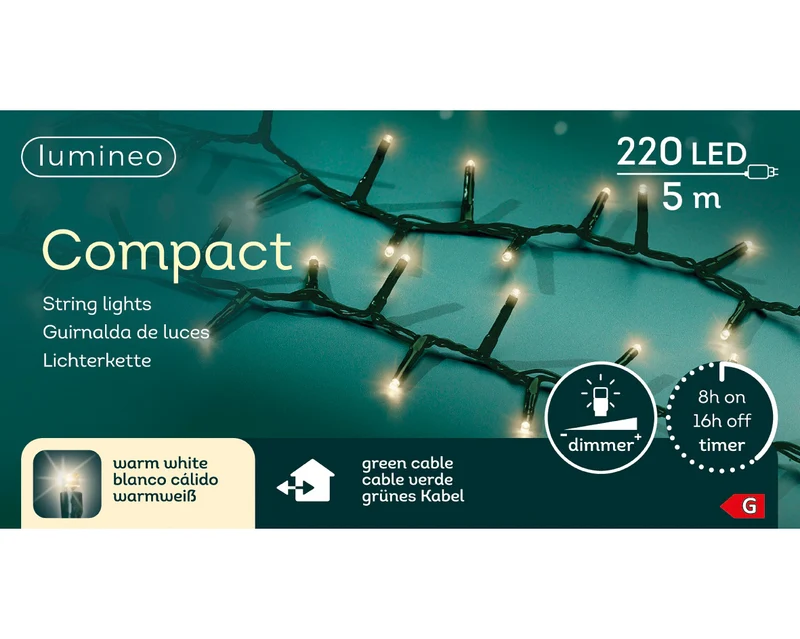LED-Kompaktleuchten für den Außenbereich, grün/warmweiß, 450 cm, 220 LEDs