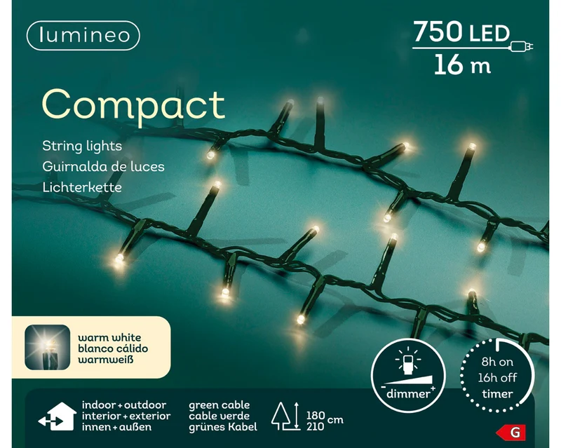 LED-Kompaktleuchten außen grün/warmweiß 1600cm 750LED