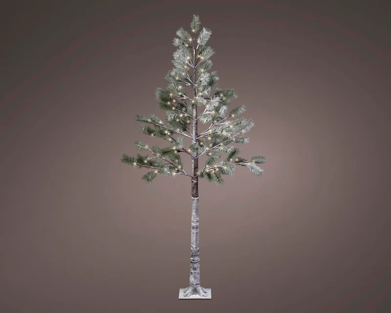 Baum schneebedeckte Kiefer auf Stiel grün/warmweiß 50x180cm 96LED