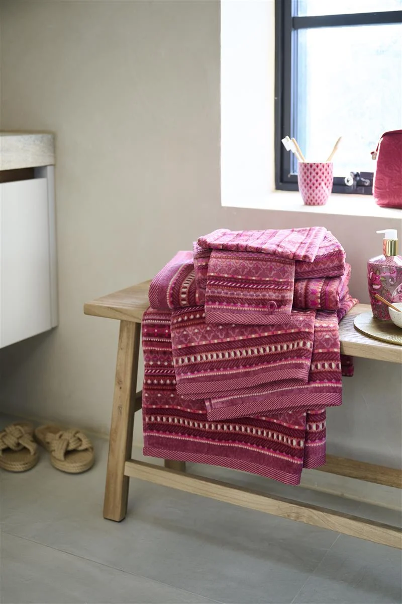 PIP STUDIO Geometric Print Handtuch dark pink 55x100cm (1 Stück)