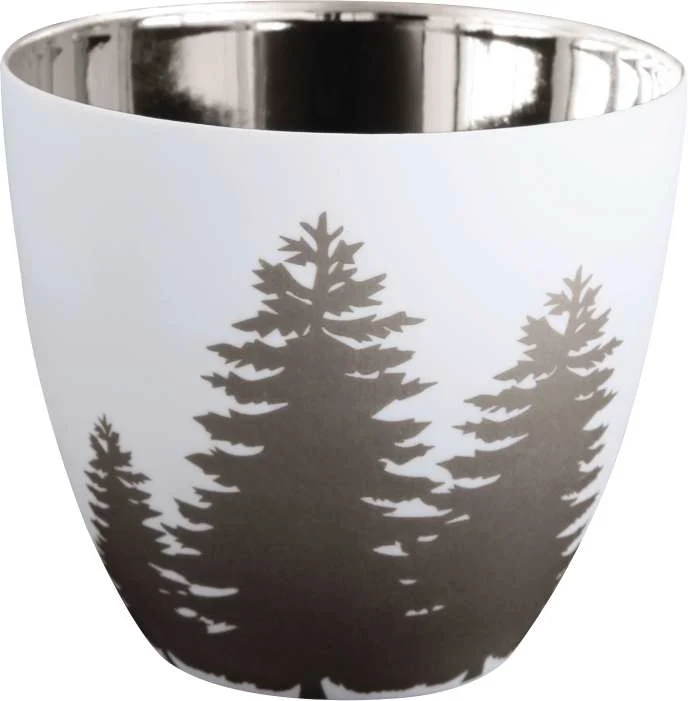 ASA Windlicht Bäume weiss/silber 6,4 cm