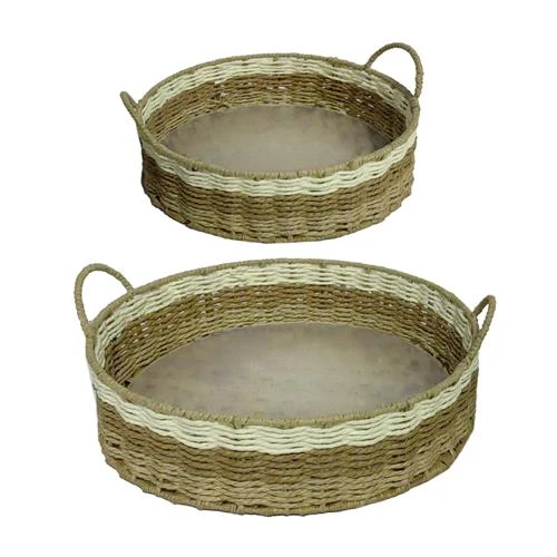S/2 Tablett Tivives Ø29/36 H9cm Natur/Weiß